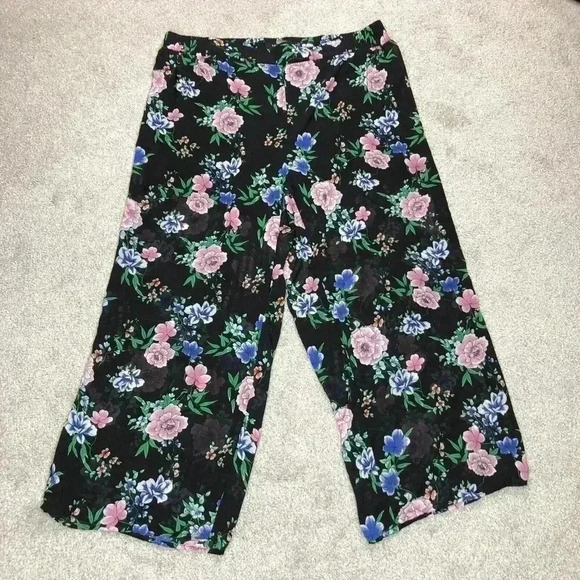 Torrid Floral Beach Pants Sz 2 Sheer Pull On Wide Leg Lightweight 2XL - Picture 1 of 10